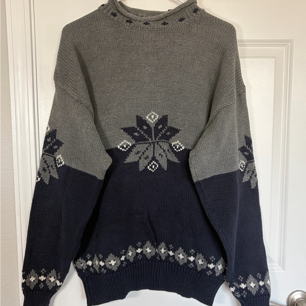 GAP Rolled Neck Two-Tone Grey & Navy Sweater